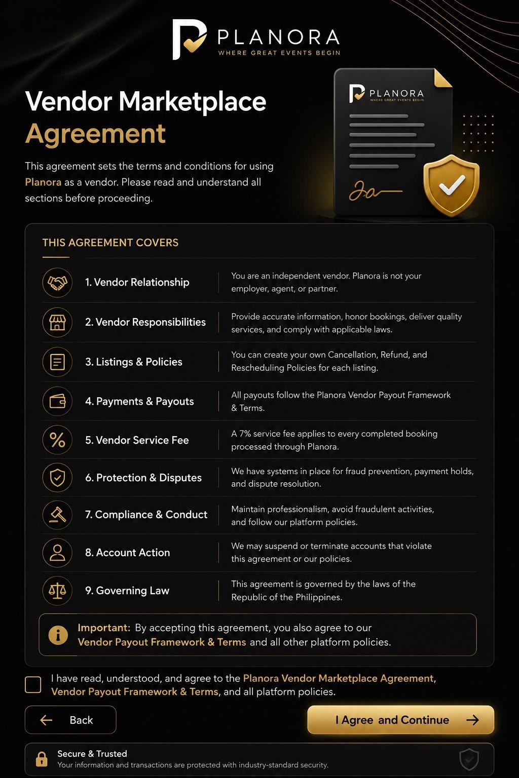 Planora Vendor Marketplace Agreement